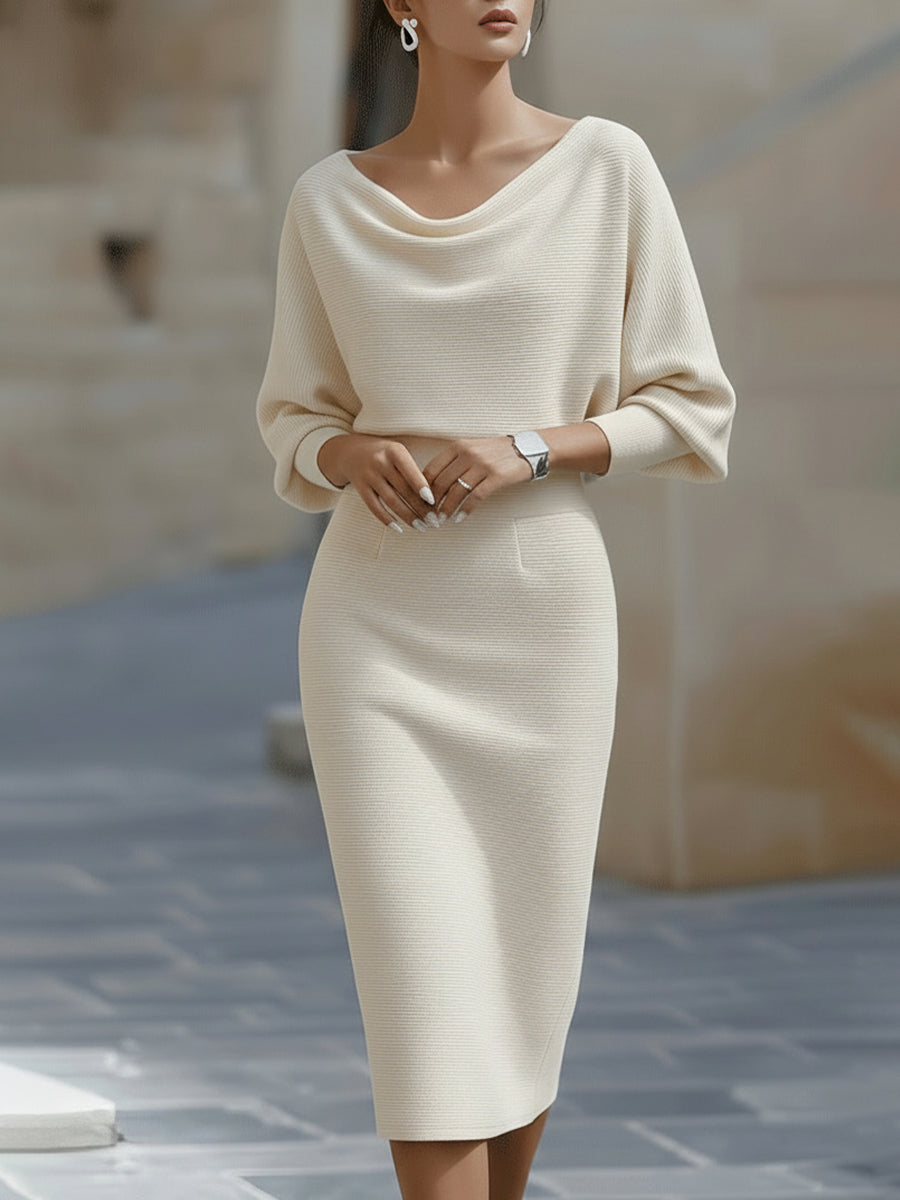 Amyy - Elegant Long Sleeve Midi Dress