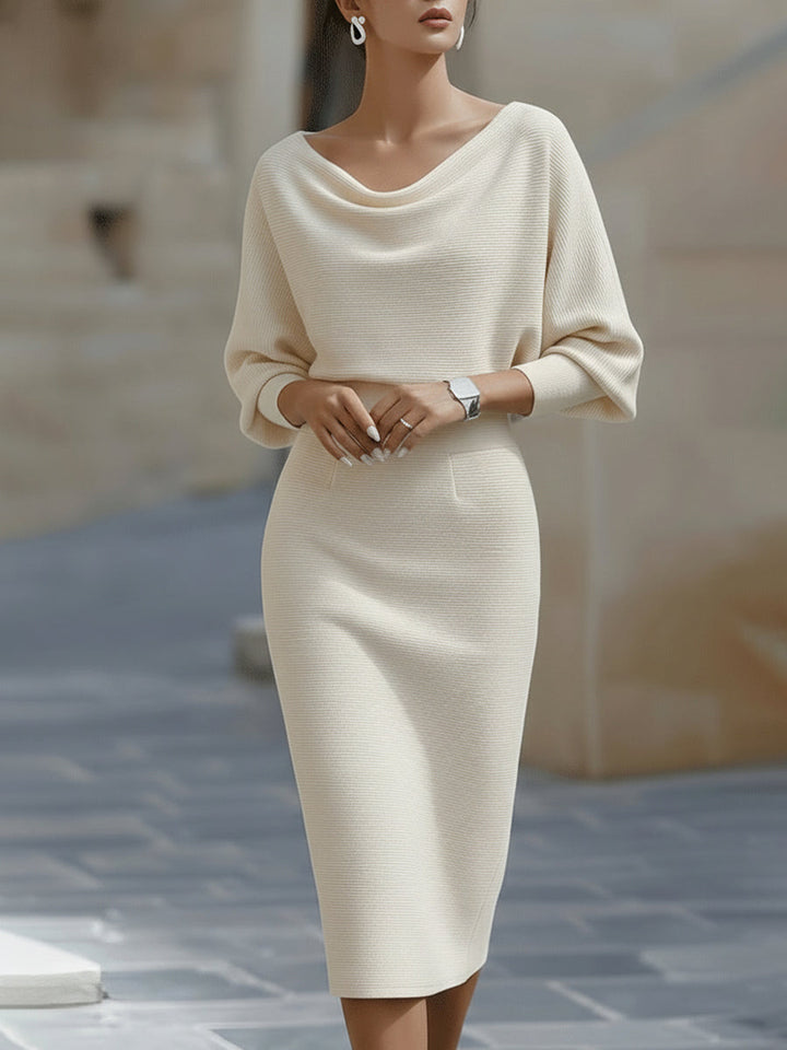 Amyy - Elegant Long Sleeve Midi Dress