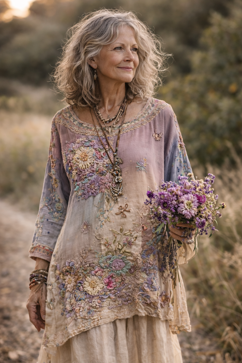 Ridika - Breathable Round Neck Floral Dress