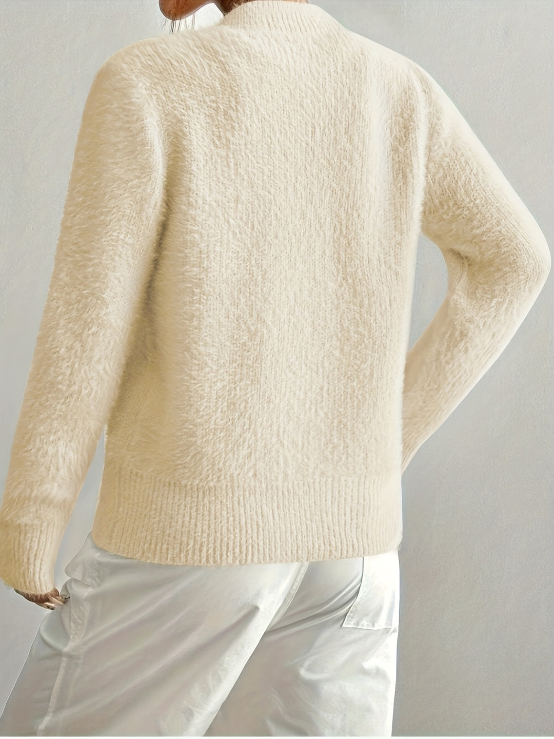 Smelissa - Heart Button Long Sleeve Knitted Cardigan