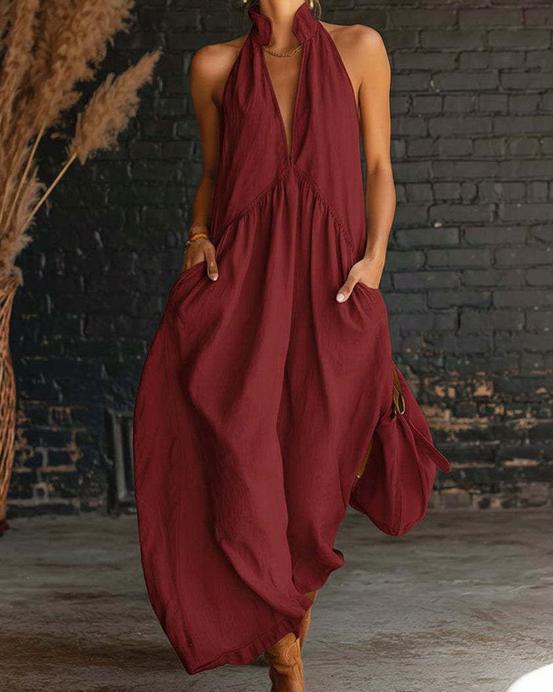 Saorla - Cotton Sleeveless Maxi Dress With High Neck