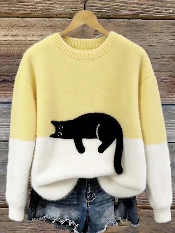 Zaidia – Cozy Knitted Sweater with Cute Cat