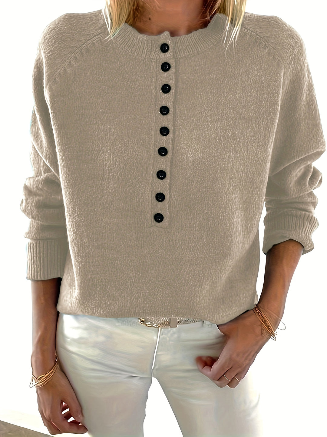 Yelena - Long Sleeve Button-Up Sweater