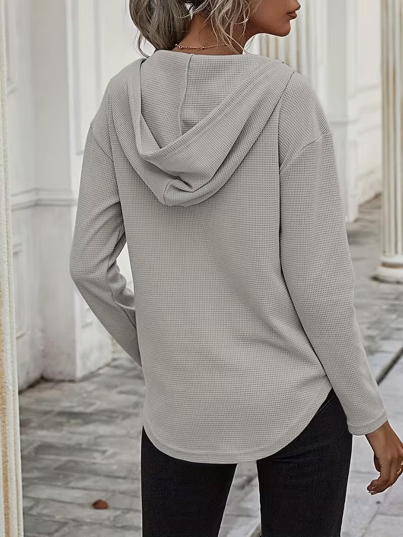 Heydi - Long Sleeve Curved Hem Hooded Sweatshirt