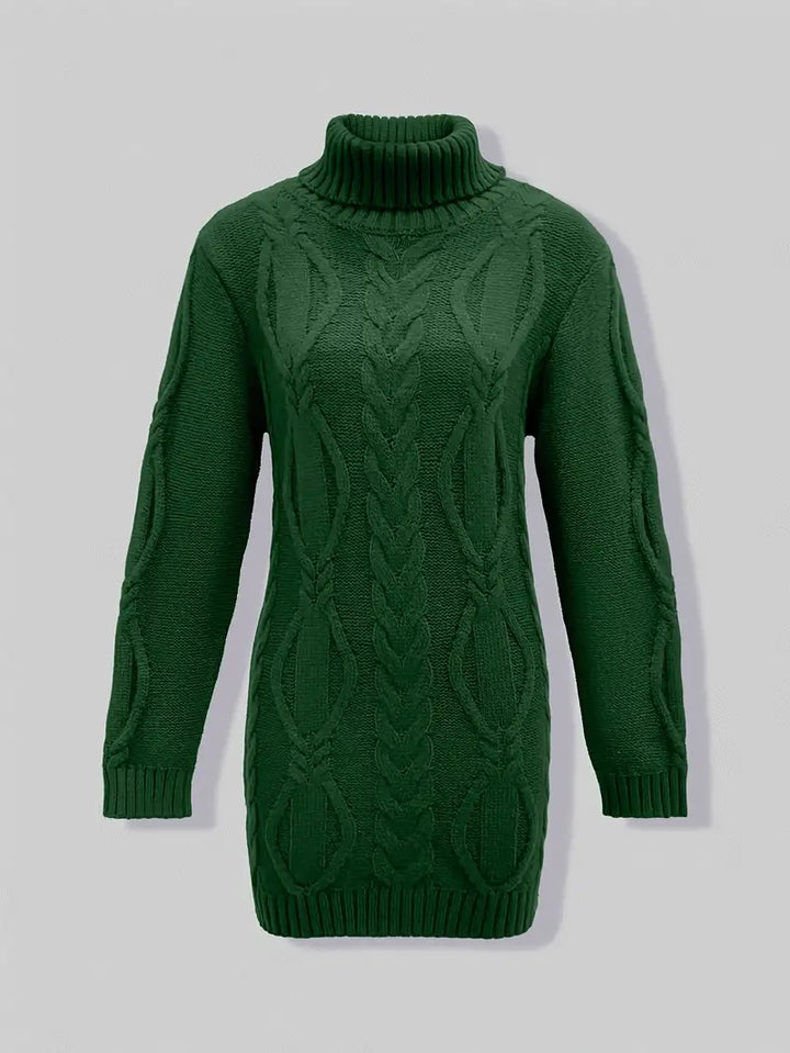 Narda - Chunky Cable Knitted Turtleneck Dress