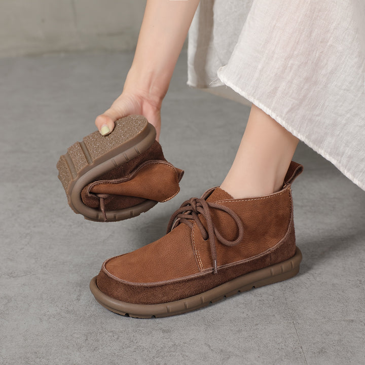 Lirinda - Leather Ankle Boots With Lace Up