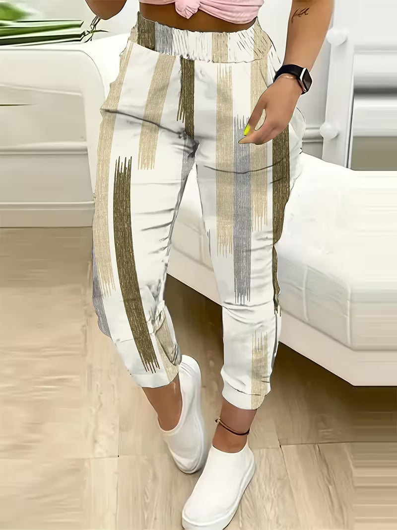 Faviana - Printed Elastic Waist Trousers