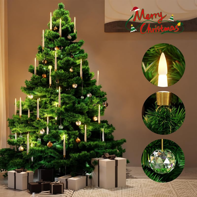 TreeLume - Christmas Tree Led Candles With Crystal Ball Hook