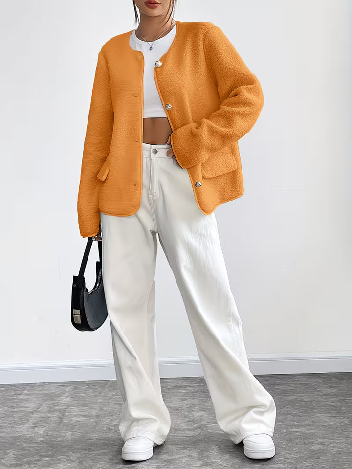 Viktorija - Elegant Round Neck Jacket with Button