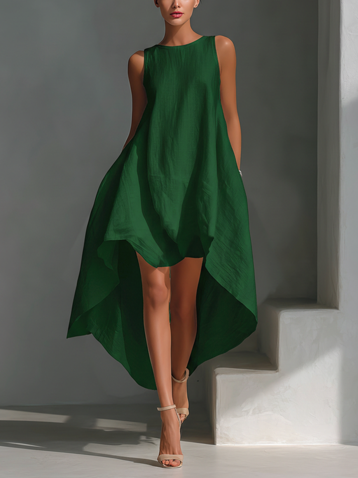 Alyna - Sleeveless Midi Dress With Asymmetric Hem