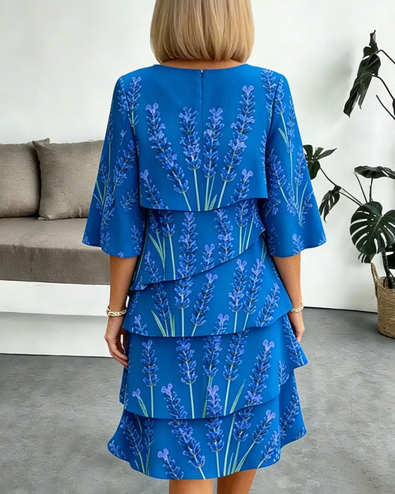 Liania - Lavender Print Layered Dress