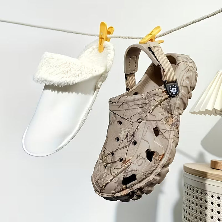 Fluxshield - Fleece Lined Camouflage Clogs with Adjustable Straps