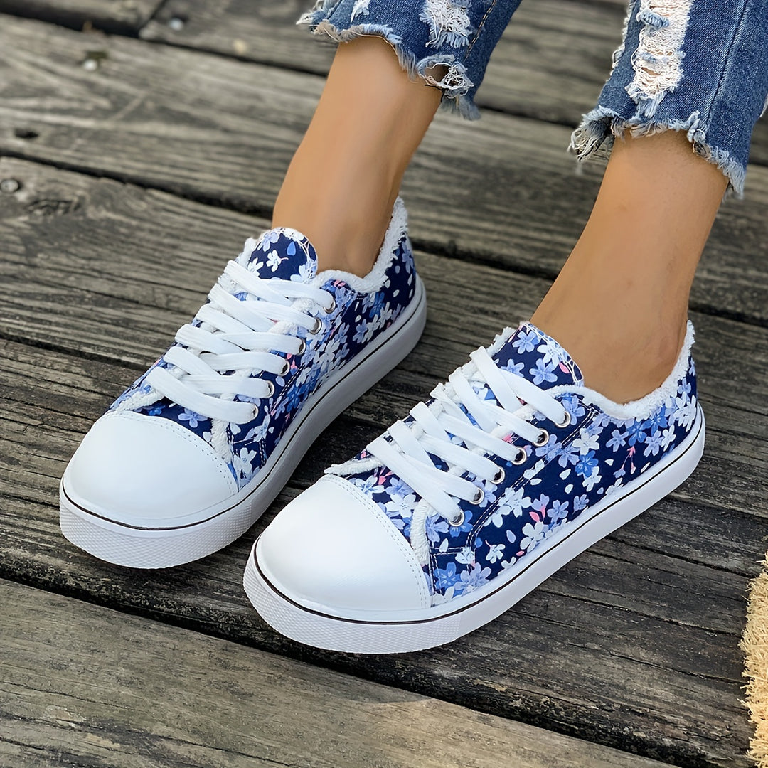 Bristy - Floral Print Lace-Up Shoes