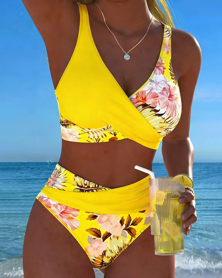 Hinari - Floral High Waisted Bikini Set