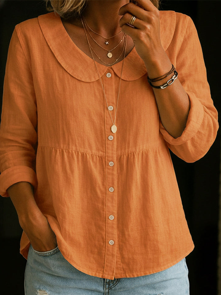 Neveni - Long Sleeve Blouse With Button