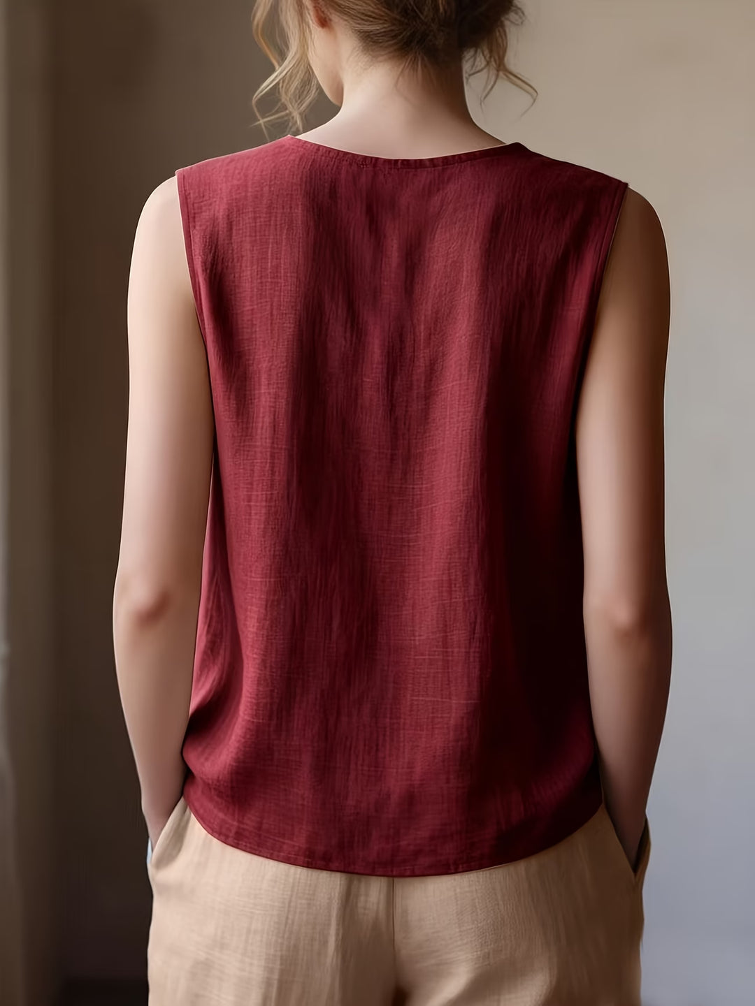 Safiya - Sleeveless Ruffle Neck Blouse