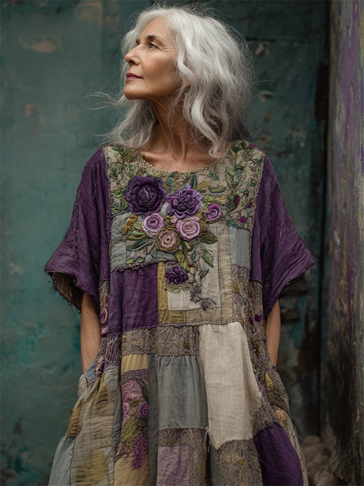 Ridika - Breathable Round Neck Floral Dress