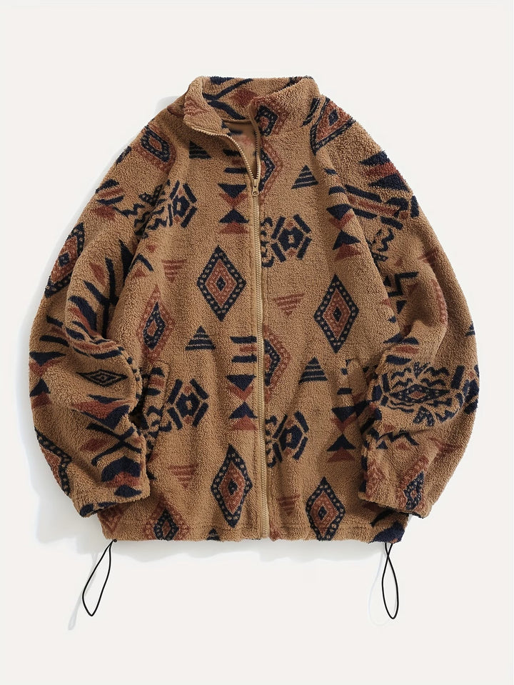 Anelalina - Long Sleeve Geometric Print Jacket