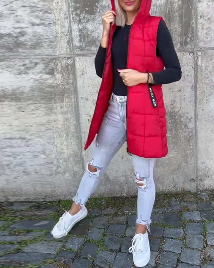 Laruna - Sleeveless Padded Coat With Zipper