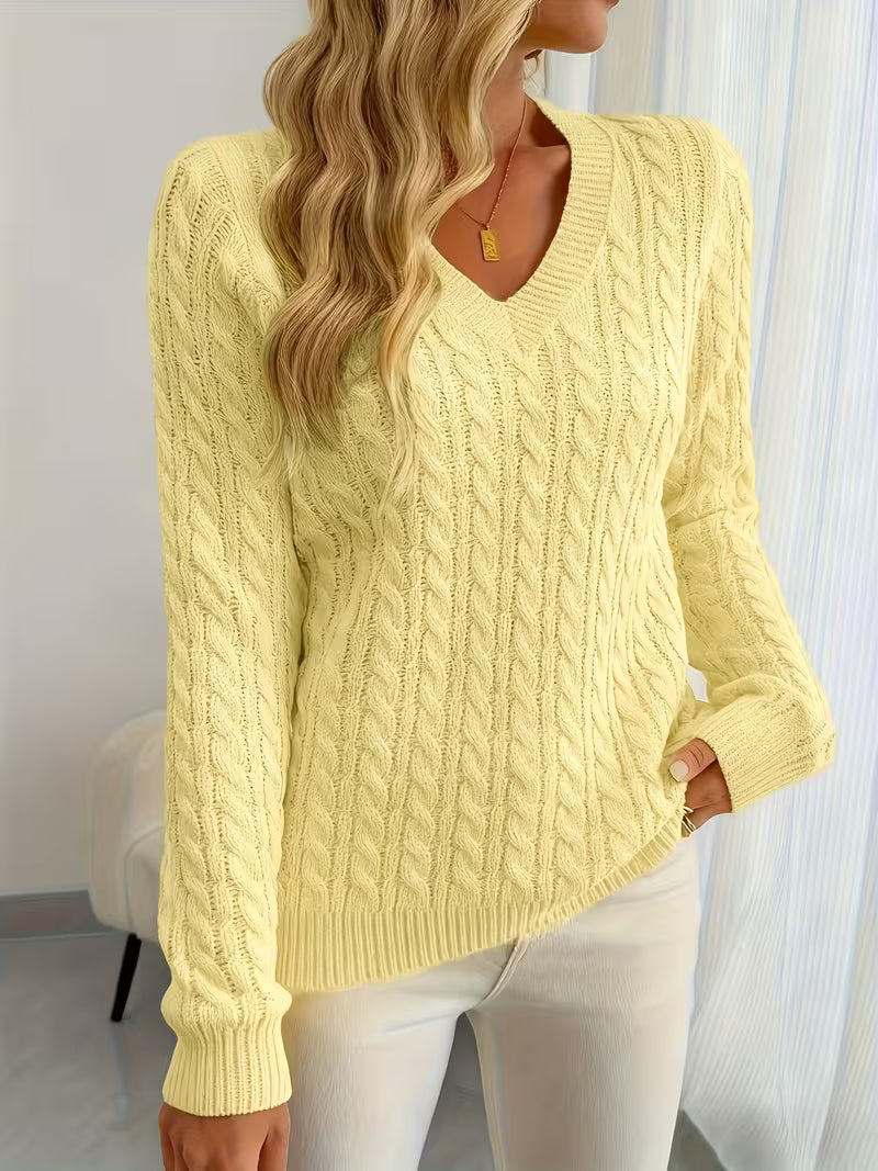 Lenea - Cable Knit Long Sleeve Sweater