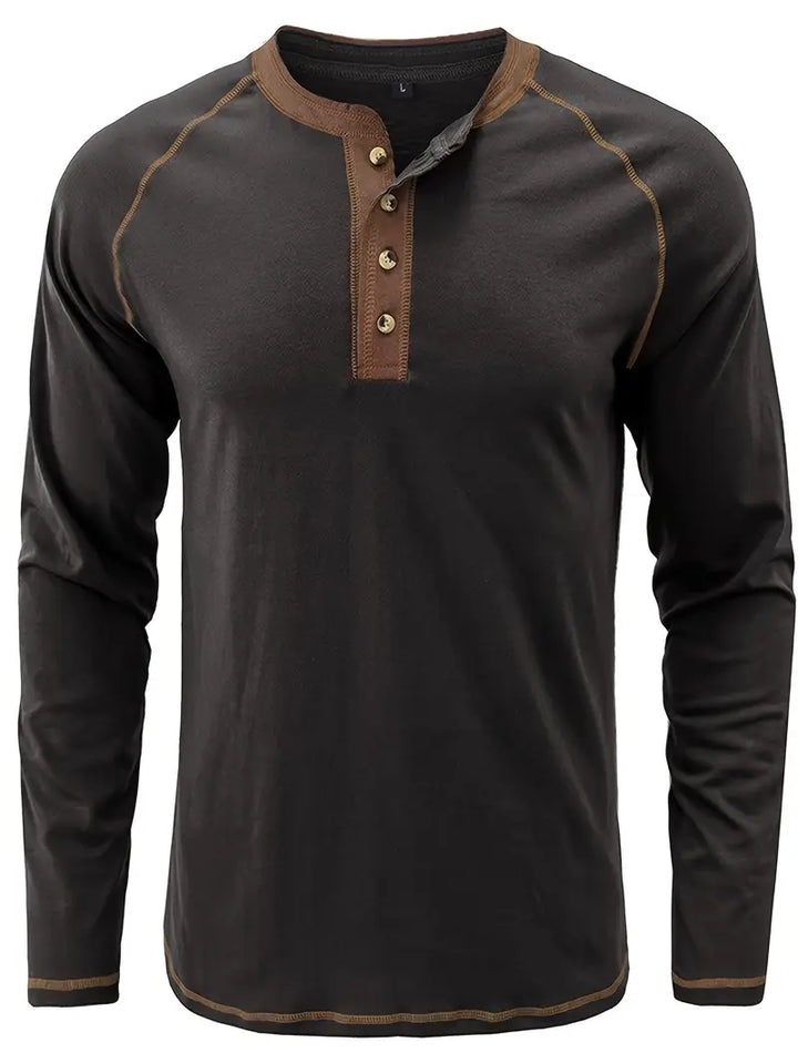 Sharma - Long Sleeve Crew Neck Henley Shirt