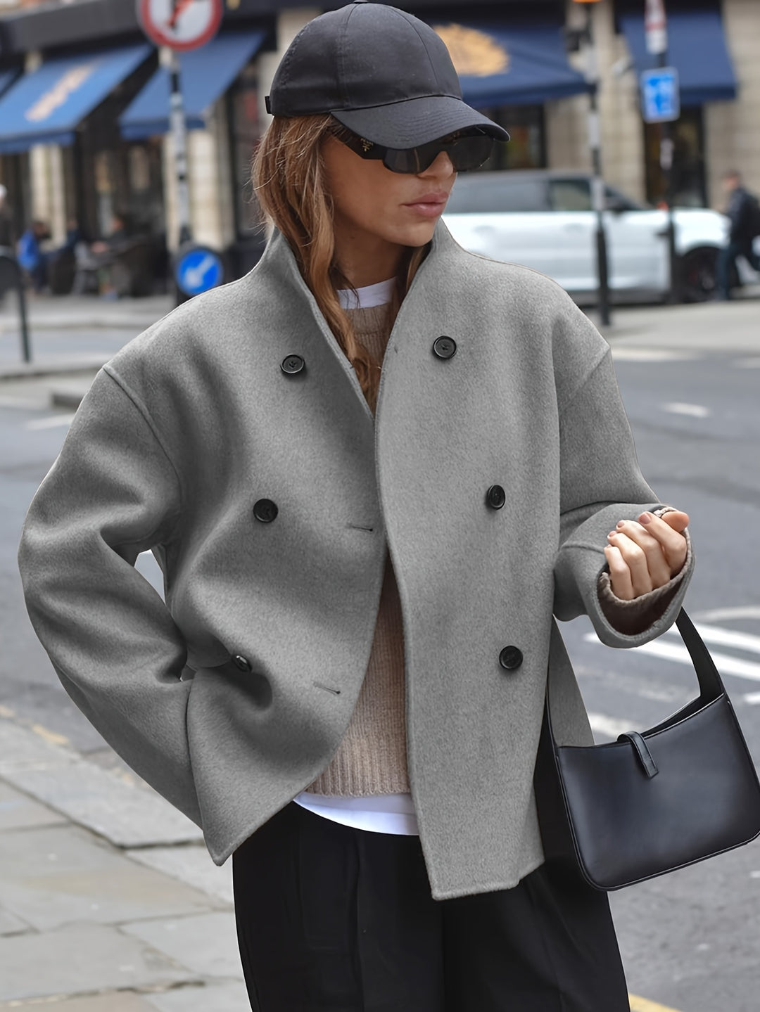 Deanne - Elegant Double Breasted Beige Coat