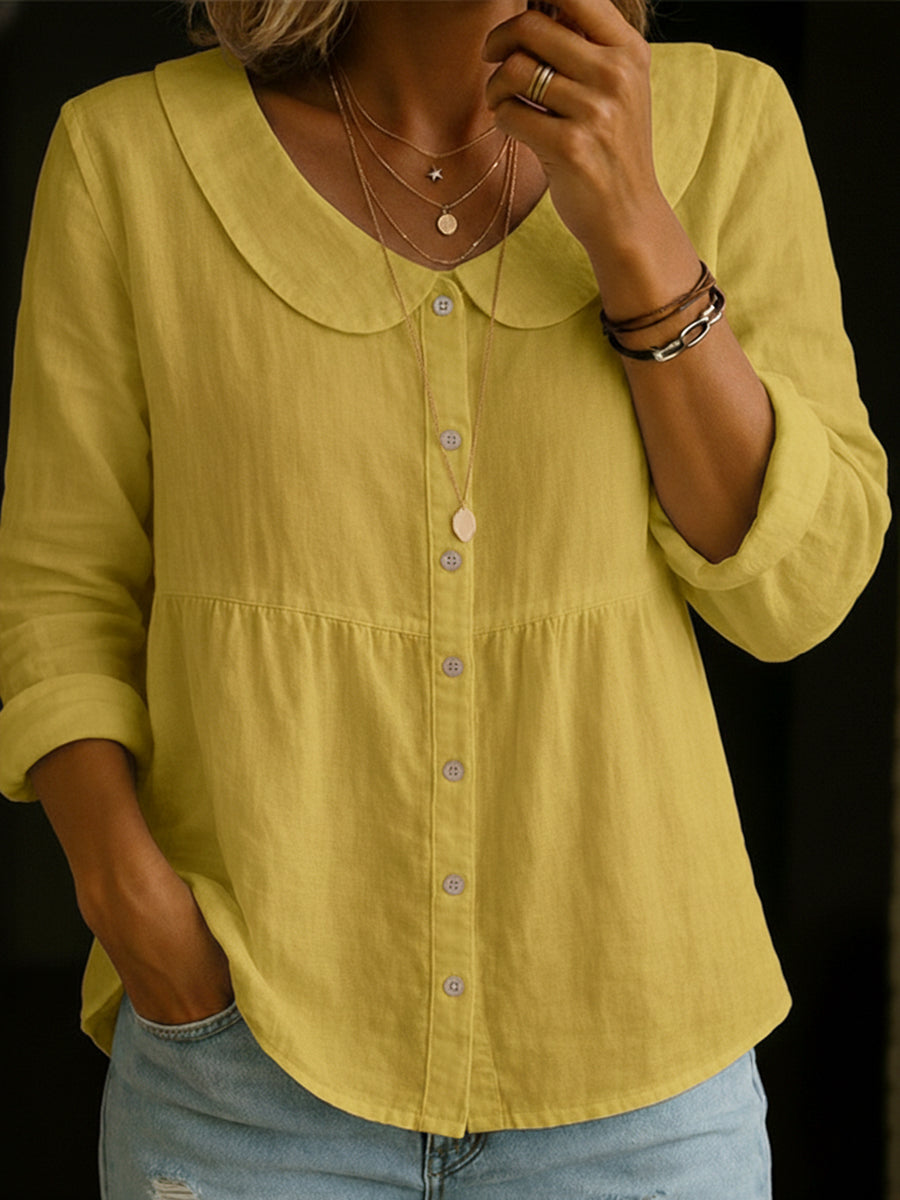 Neveni - Long Sleeve Blouse With Button