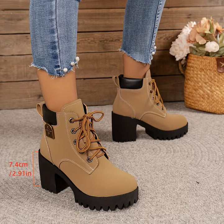 Paletta - Lace-Up Chunky Heel Ankle Boots