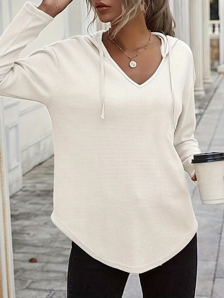Heydi - Long Sleeve Curved Hem Hooded Sweatshirt