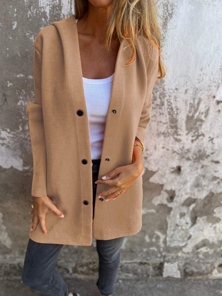Isolde - Button Front Cardigan with Hood