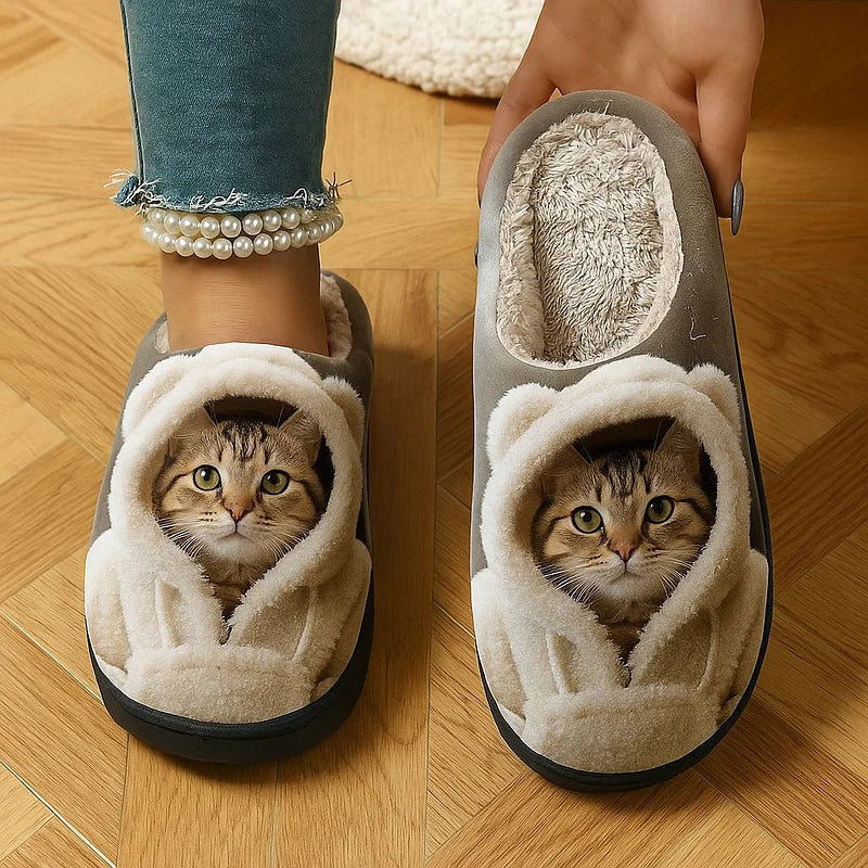 Ceashalink - Cozy 3D Cat Face Slip-On Slippers