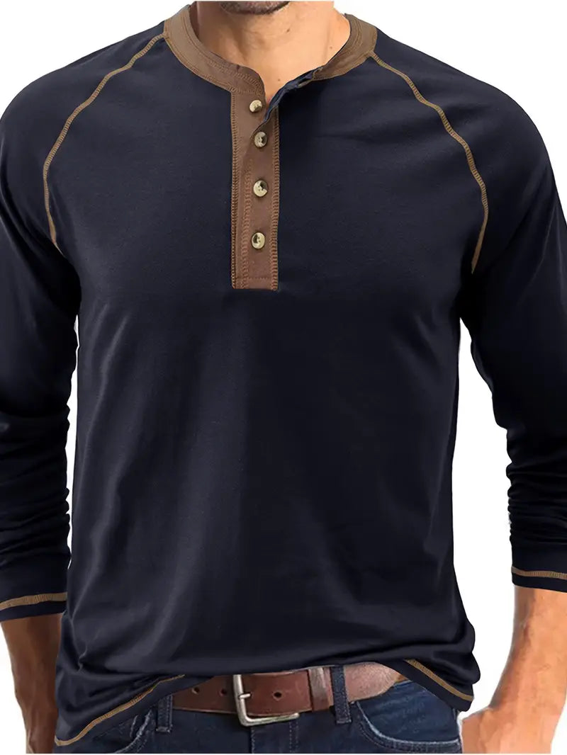 Sharma - Long Sleeve Crew Neck Henley Shirt