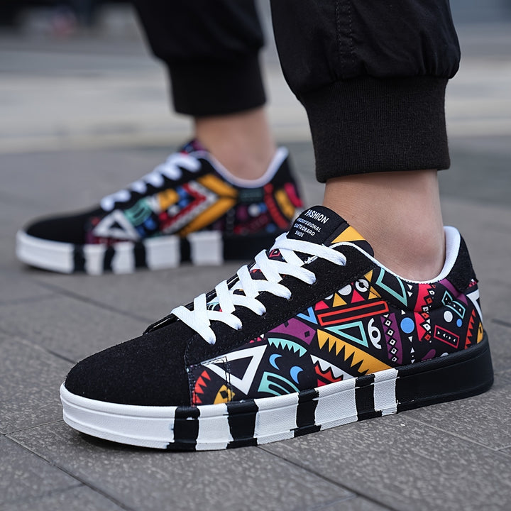 Nalson - Geometric Printed Lace-Up Sneakers