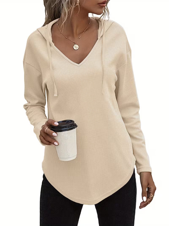 Heydi - Long Sleeve Curved Hem Hooded Sweatshirt