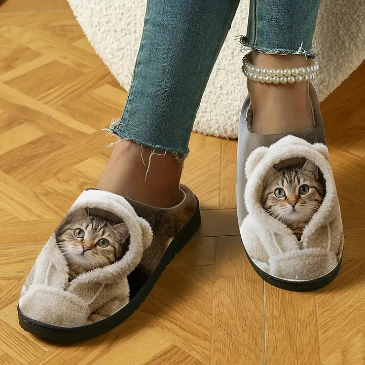 Ceashalink - Cozy 3D Cat Face Slip-On Slippers