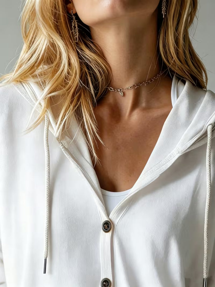 Avila - Long Sleeved Button Hooded Cardigan