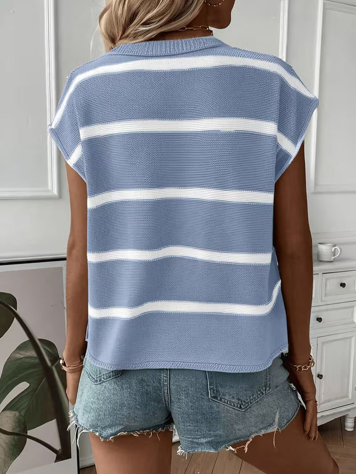 Enila - Round Neck Knitted Striped Sweater