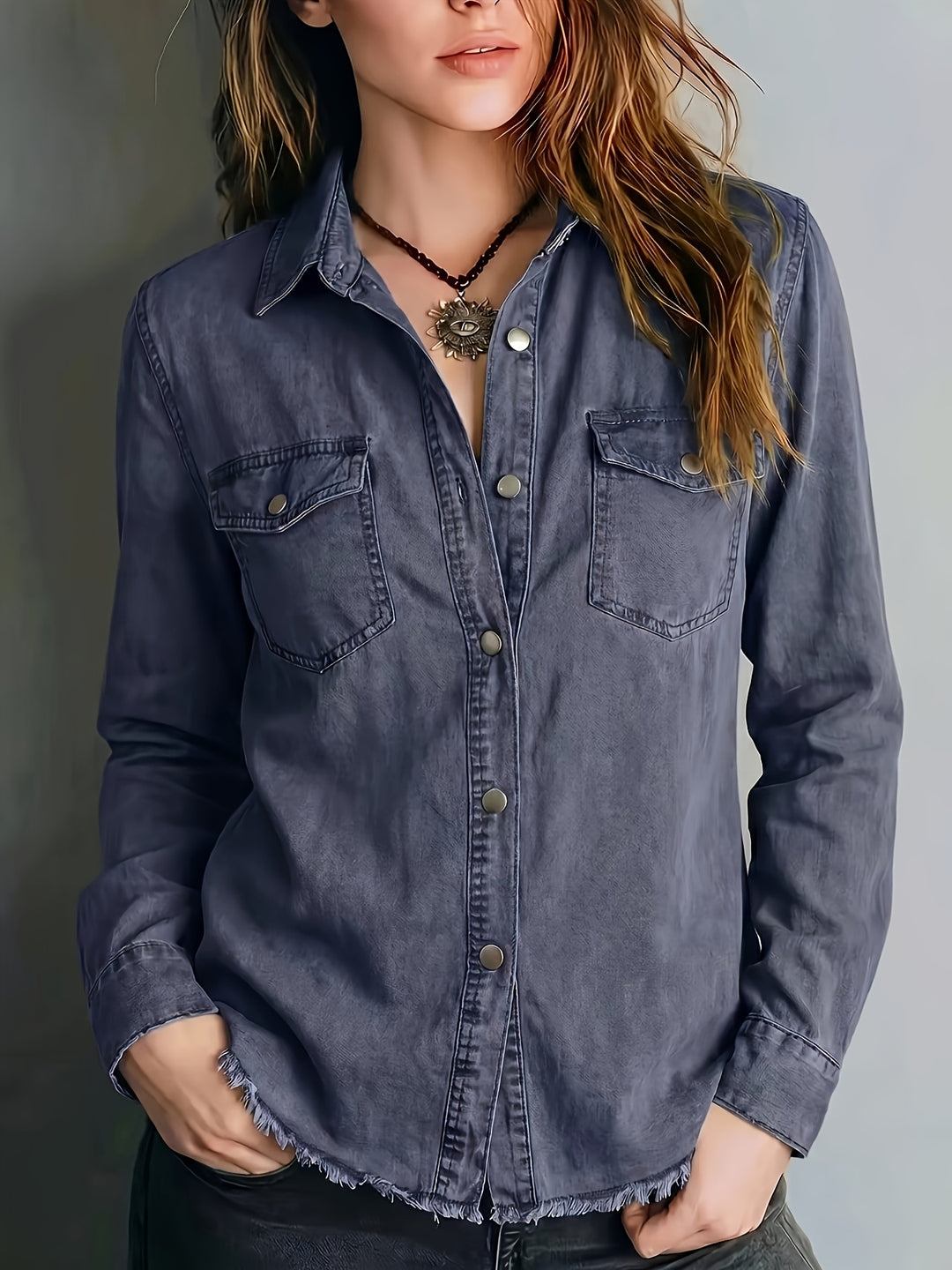 Blazka - Stylish Button Front Shirt With Pocket