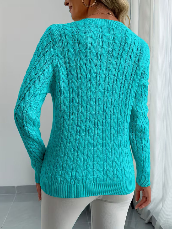 Lenea - Cable Knit Long Sleeve Sweater