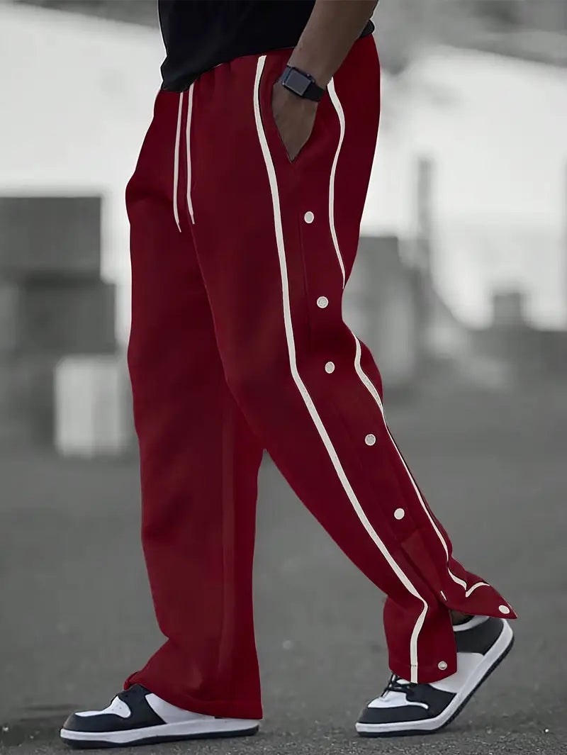 Mendis - Casual Sport Straight-Leg Pant With Snap Button