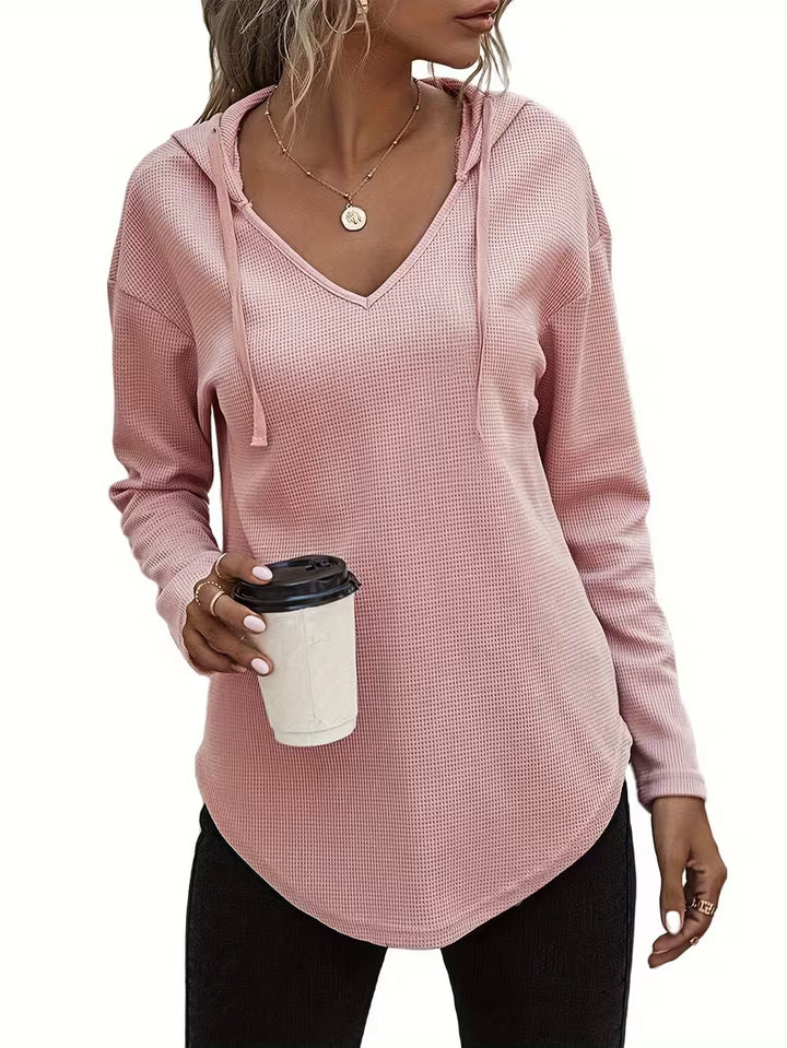 Heydi - Long Sleeve Curved Hem Hooded Sweatshirt