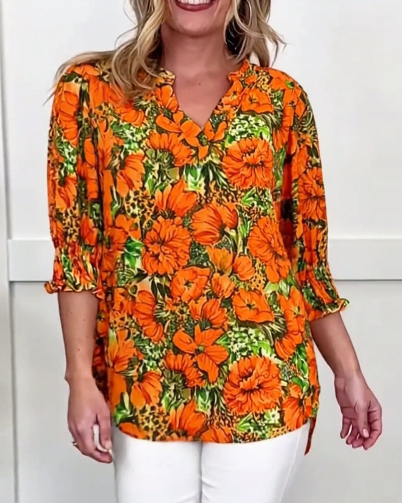 Niliza - Short Sleeve Floral Blouse