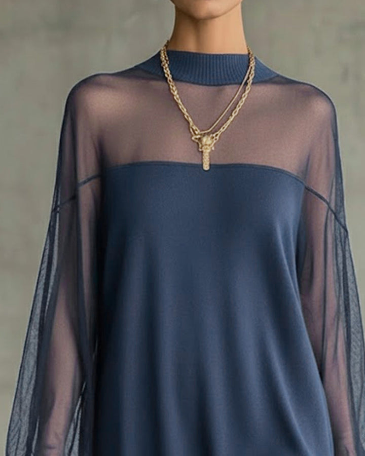 Yenaya - Lantern Sleeve Knit Mini Dress