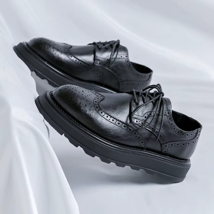 Alehan - Leather Derby Shoes With Lug Sole
