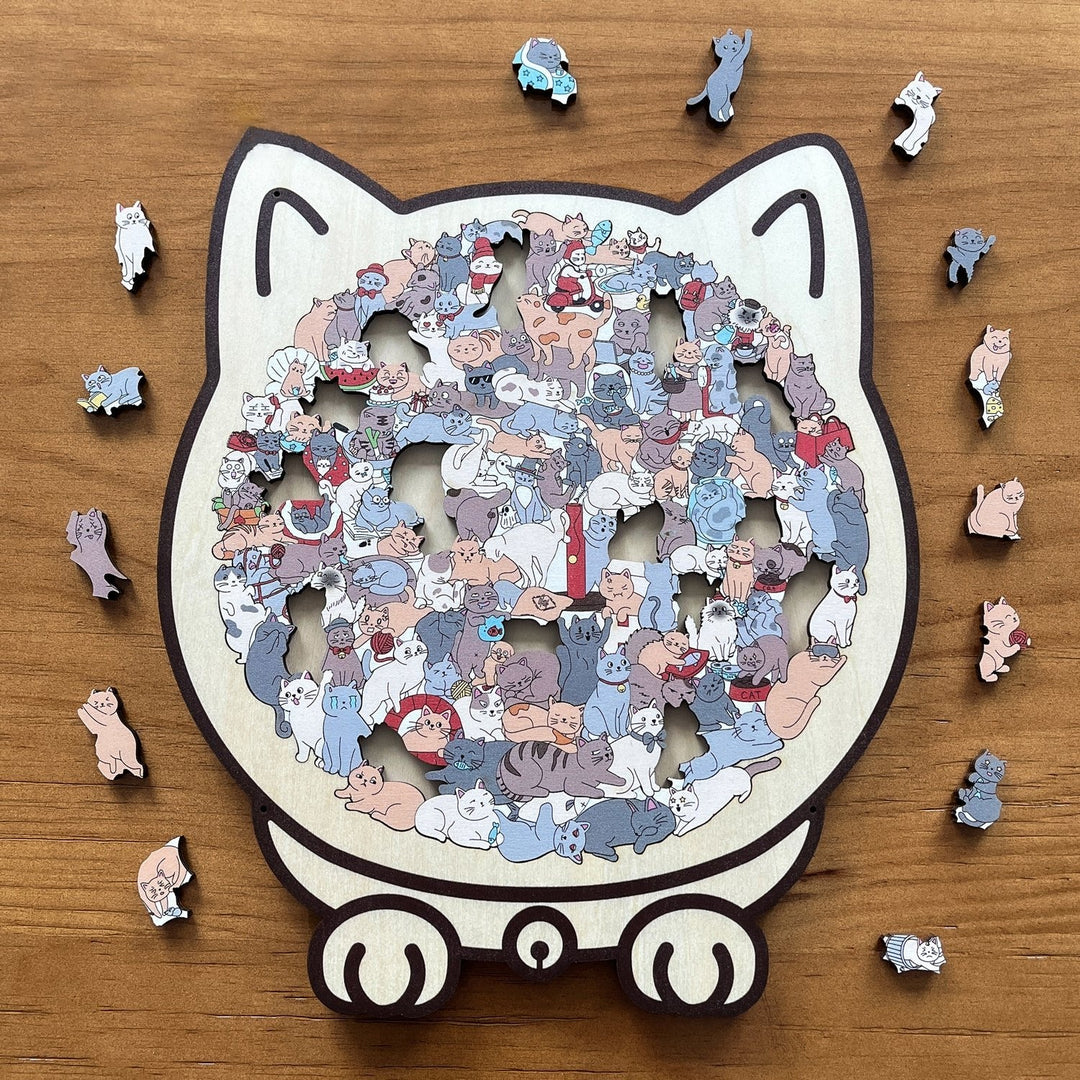 KittyCluster - 135-Piece Wooden Cat Shape Puzzle