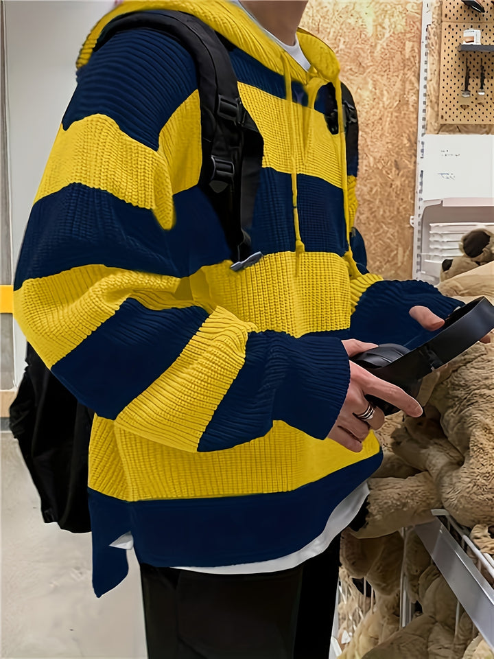 Tenzin - Oversized Striped Knitted Hoodie