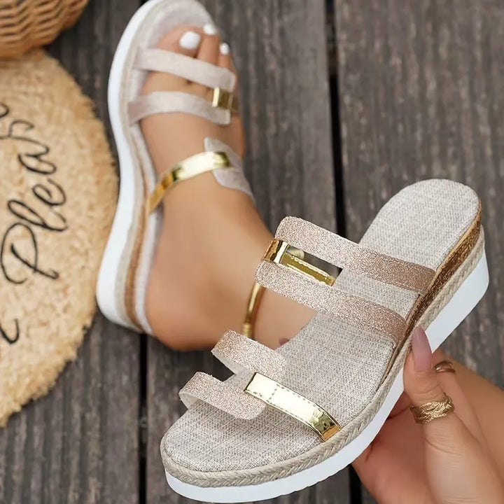 Gerrits - Platform Sandals With Strappy Buckle Front