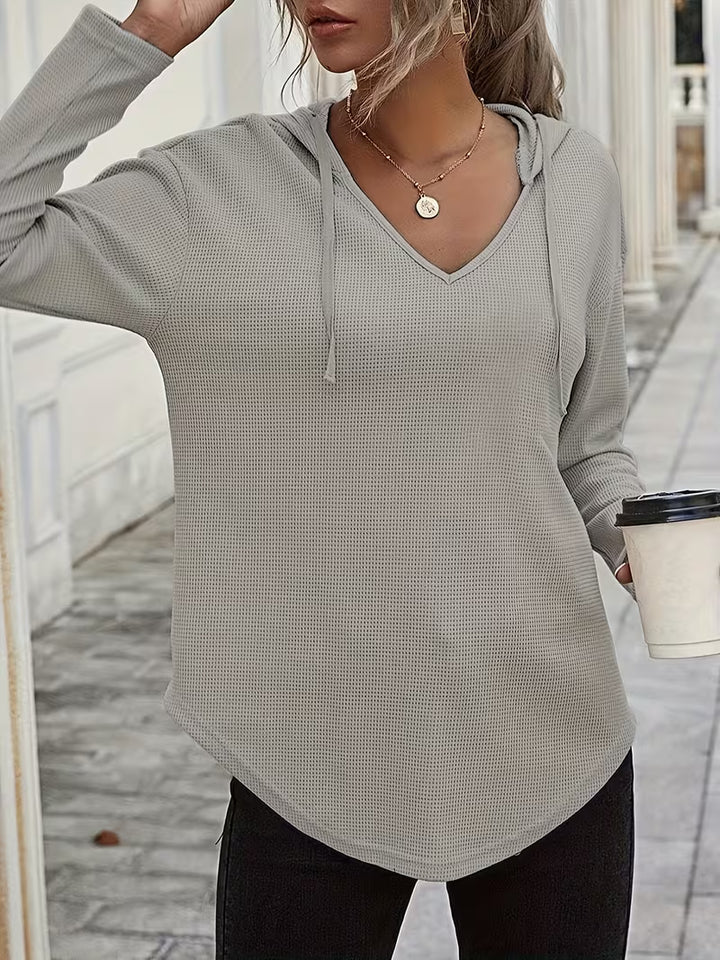 Heydi - Long Sleeve Curved Hem Hooded Sweatshirt