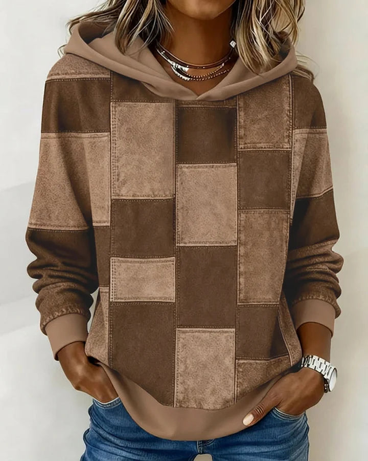Yaralyn - Stylish Plaid Long-Sleeved Hoodie