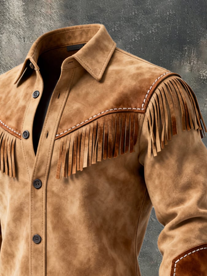 Finch - Vintage Style Long Sleeved Shirt With Tassel Design